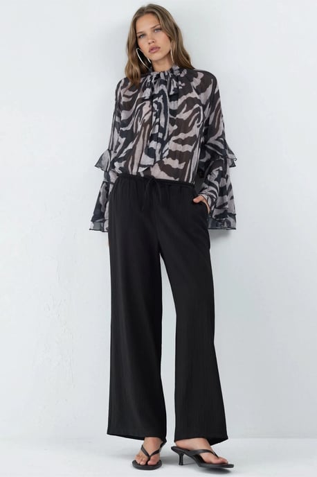 Wijde Pantalon met Elastische Taille en Zakjes - Image 5