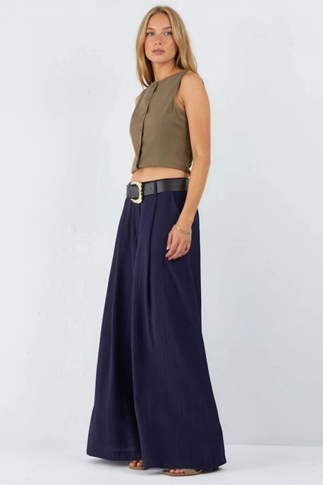 Hoge Taille Wijde Pantalon met Plooien - Image 2