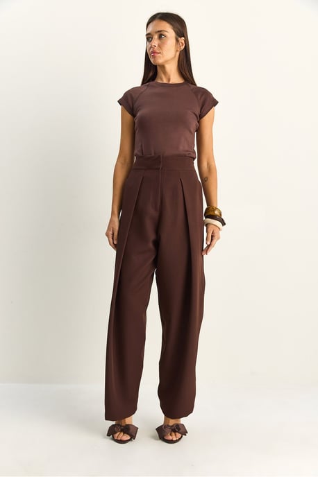 Hoge Taille Wijde Pantalon met Plooien - Image 2