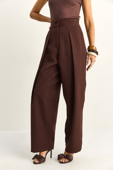 Hoge Taille Wijde Pantalon met Plooien - Image 5