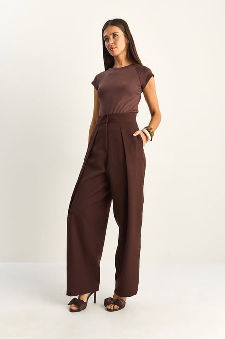 Hoge Taille Wijde Pantalon met Plooien - Image 6