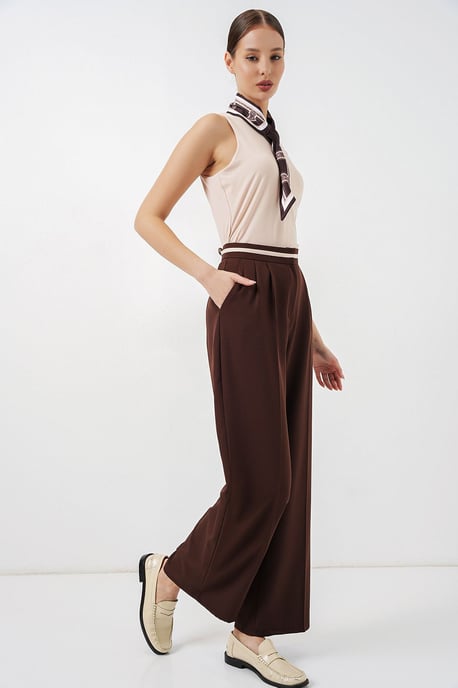 High Waist Wide Leg Trousers with Pockets - Image 3