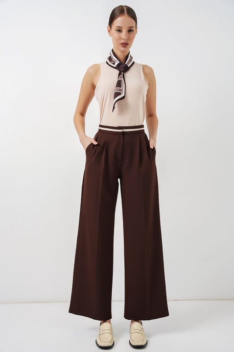 High Waist Wide Leg Trousers with Pockets - Image 5