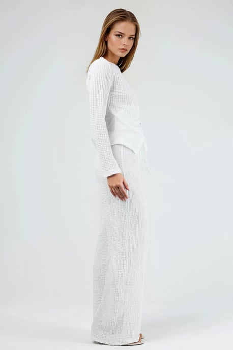 Textured Wide Leg Trousers with Drawstring Waist - Image 2