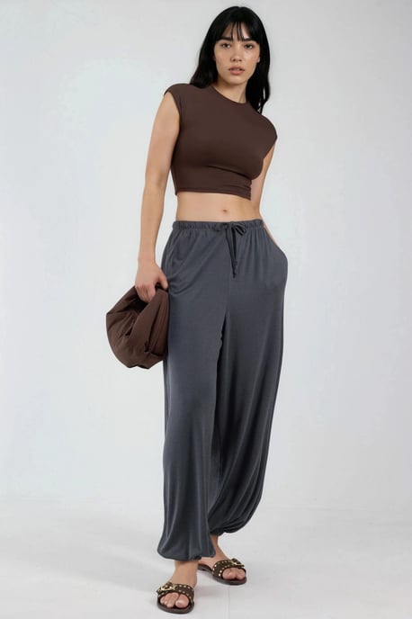 Dames Lange Elastische Taille Joggingbroek - Image 1