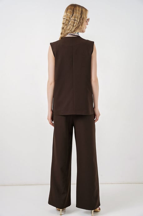 Lange V-hals Geknoopte Slim Fit Vest - Image 5