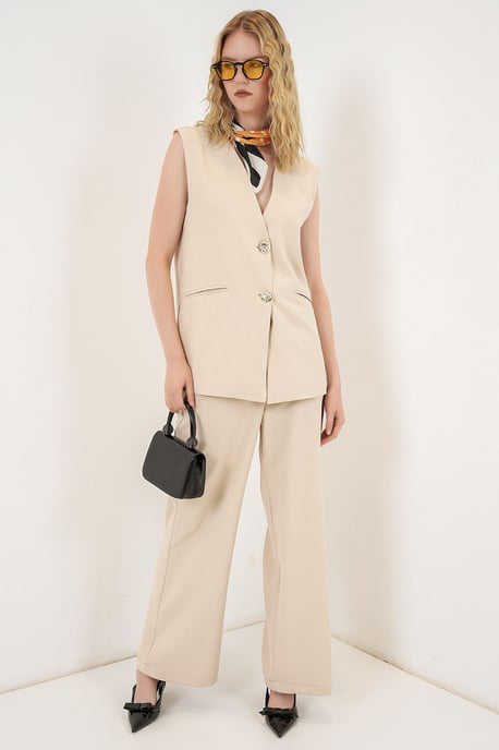Lange V-hals Geknoopte Slimfit Wayecoat - Image 4