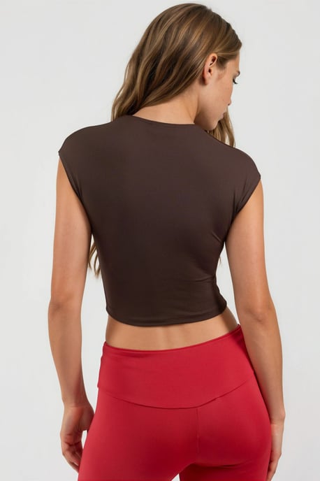 Crew Neck Solid Crop T-Shirt - Image 4