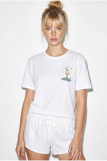 Geborduurd Korte Mouw Katoenen T-Shirt - Image 3