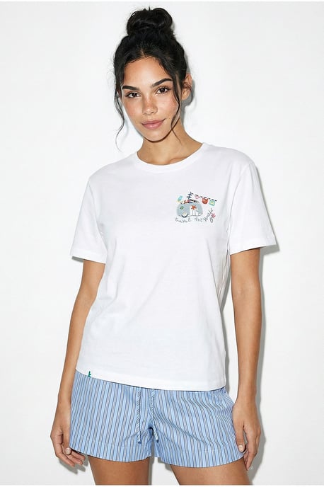 Geborduurd T-shirt met ronde hals - Image 3