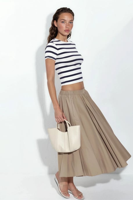 Striped Crew Neck Basic T-Shirt - Image 2
