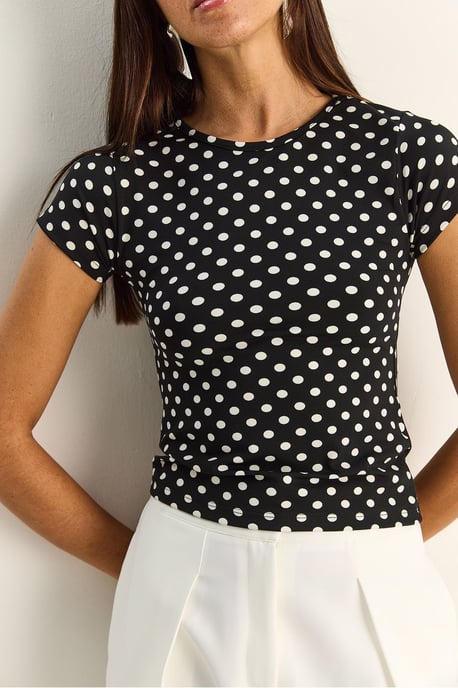 Gestipte Crew Neck Crop T-Shirt - Image 5