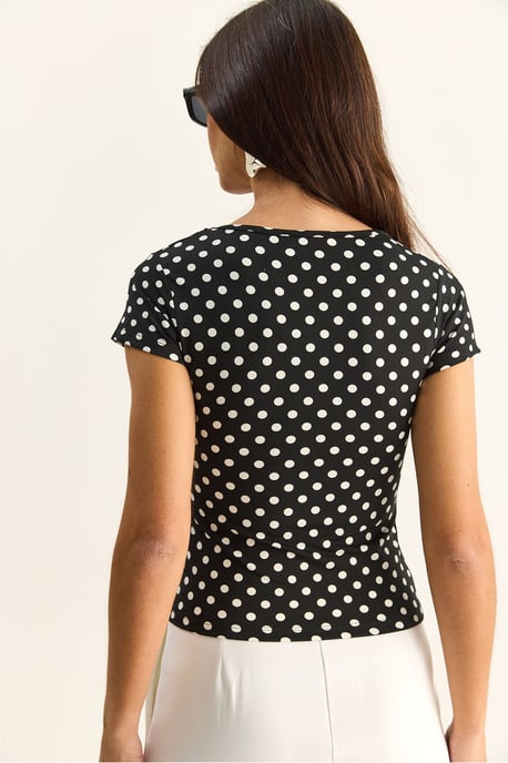 Gestipte Crew Neck Crop T-Shirt - Image 6