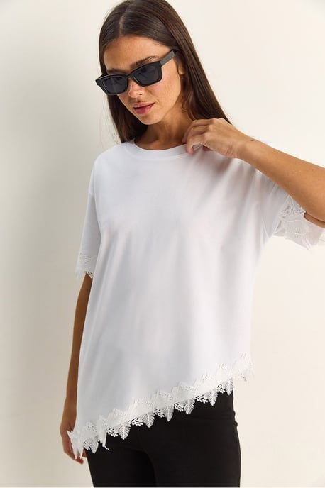 Oversized Crew Neck Cotton T-Shirt - Image 3