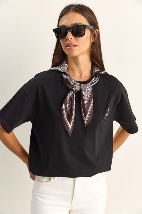 Losse Fit Crew Neck Geborduurd T-Shirt - Image 2