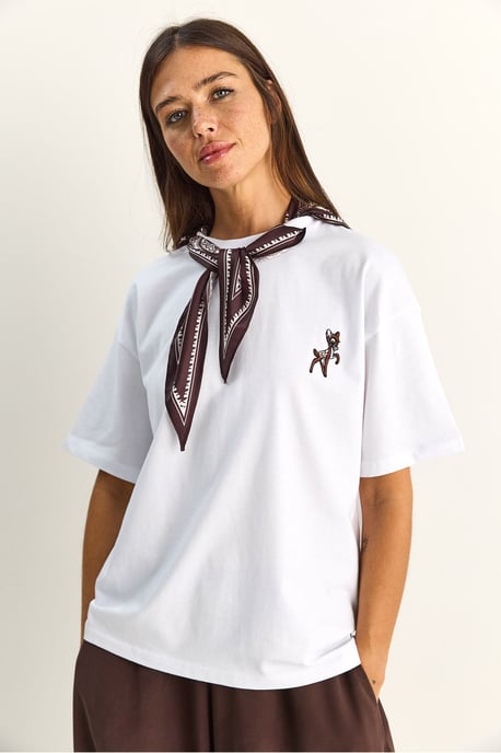 Losse Fit Crew Neck Geborduurde T-Shirt - Image 1