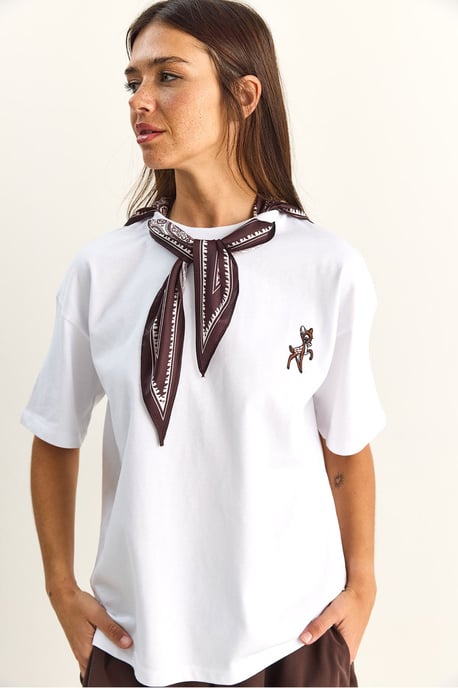 Losse Fit Crew Neck Geborduurde T-Shirt - Image 3