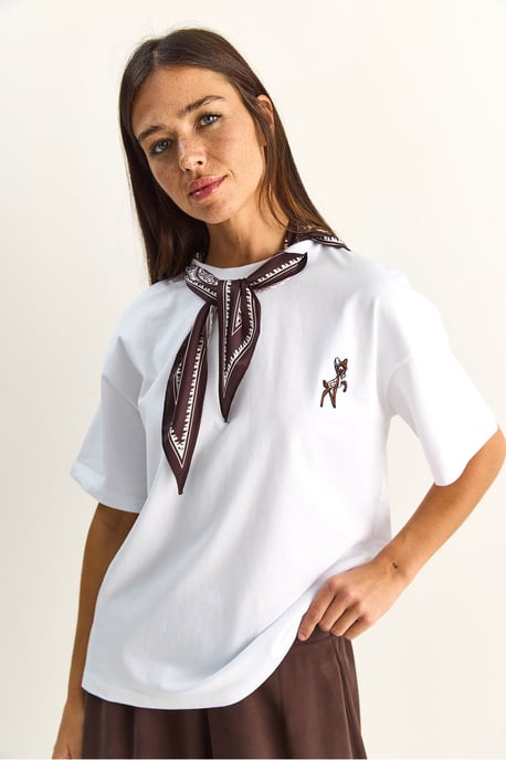 Losse Fit Crew Neck Geborduurde T-Shirt - Image 6
