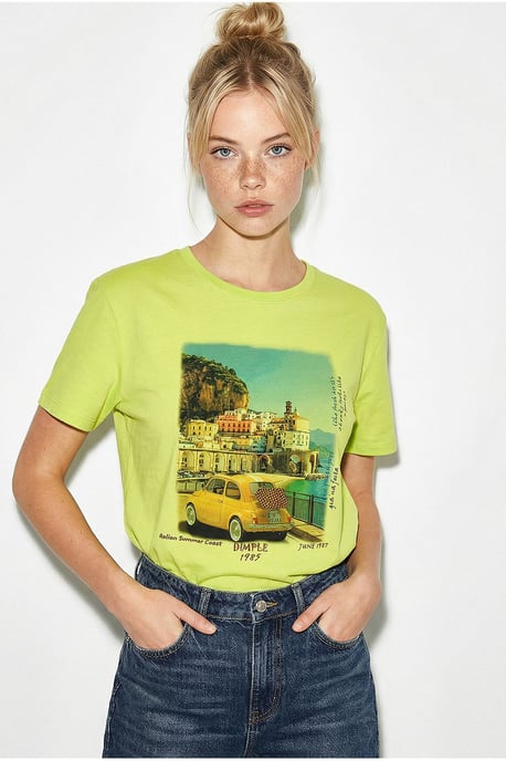Tryckt T-shirt med rund hals - Image 1