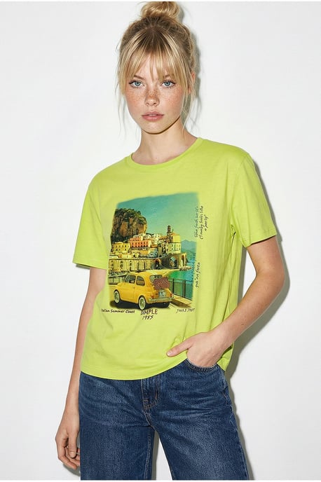 Tryckt T-shirt med rund hals - Image 4