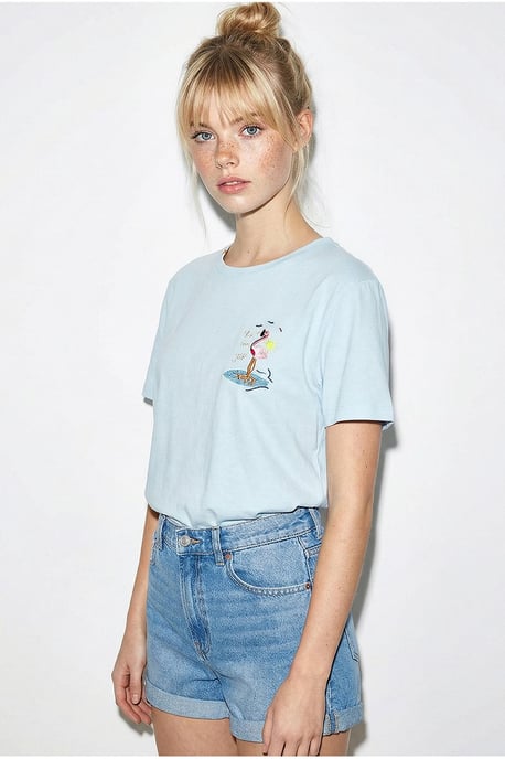 Geborduurd Korte Mouw Katoenen T-Shirt - Image 2