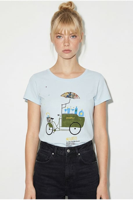 Broderad Tryckt T-shirt med Rundad Hals - Image 2