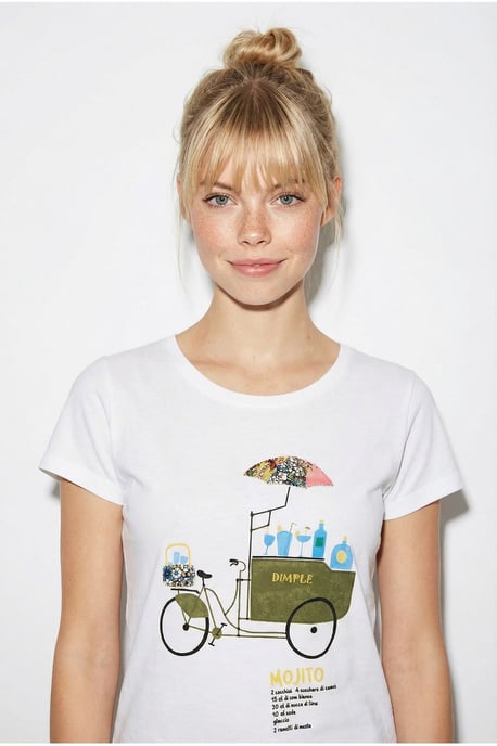 Broderad tryckt T-shirt med rund krage - Image 5