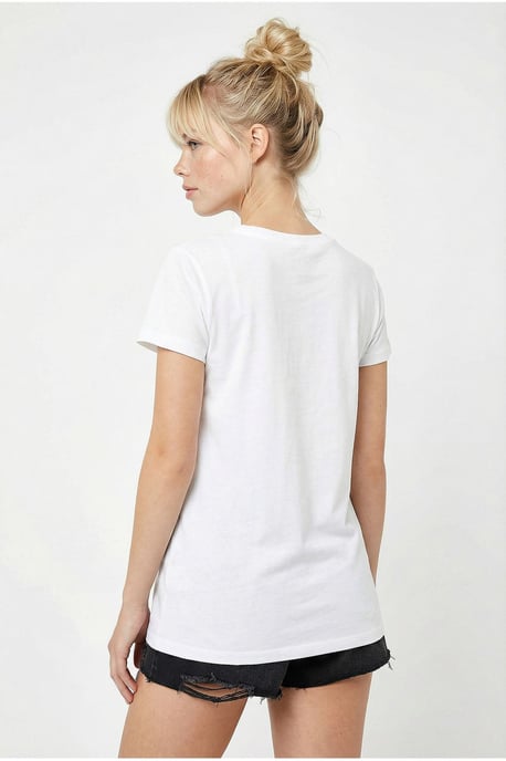 Broderad tryckt T-shirt med rund krage - Image 6