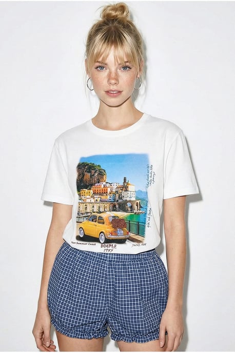 Tryckt T-shirt med rund hals - Image 3