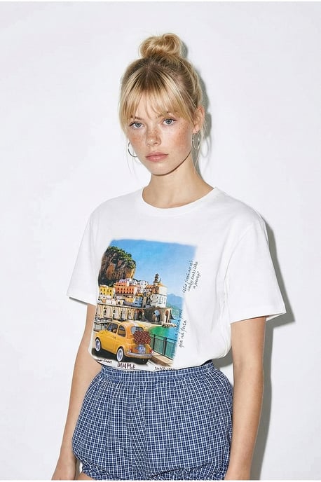 Tryckt T-shirt med rund hals - Image 4
