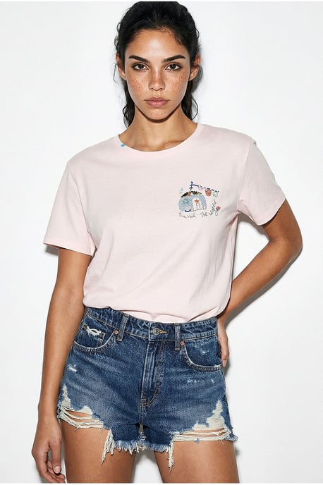Geborduurd T-shirt met ronde hals - Image 2