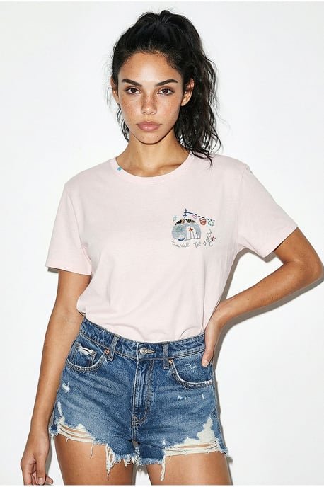 Geborduurd T-shirt met ronde hals - Image 4