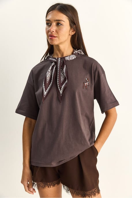 Losse Fit Crewneck Geborduurd T-shirt - Image 2