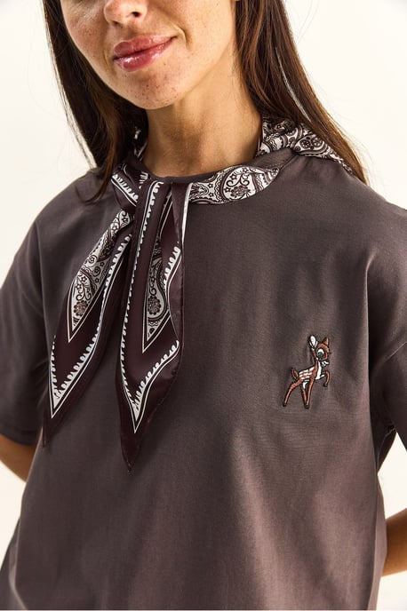 Losse Fit Crewneck Geborduurd T-shirt - Image 6