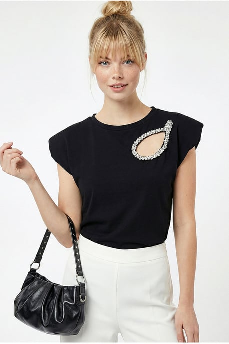 Uitgesneden Ronde Hals T-Shirt - Image 2