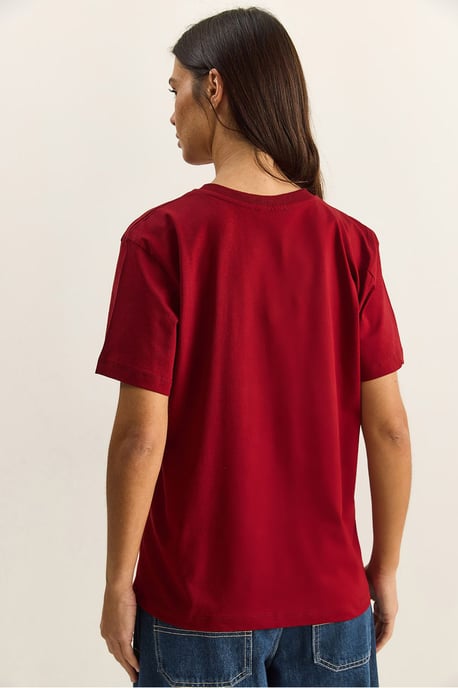 Comfort Fit V-hals Gekamd Katoenen T-Shirt - Image 6