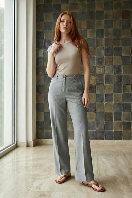 Op Maat Gemaakte Midden Taille Rechte Pantalon - Image 4