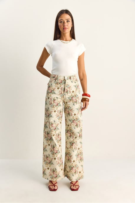 Högmidjade Paisley-mönstrade raka jeans - Image 2