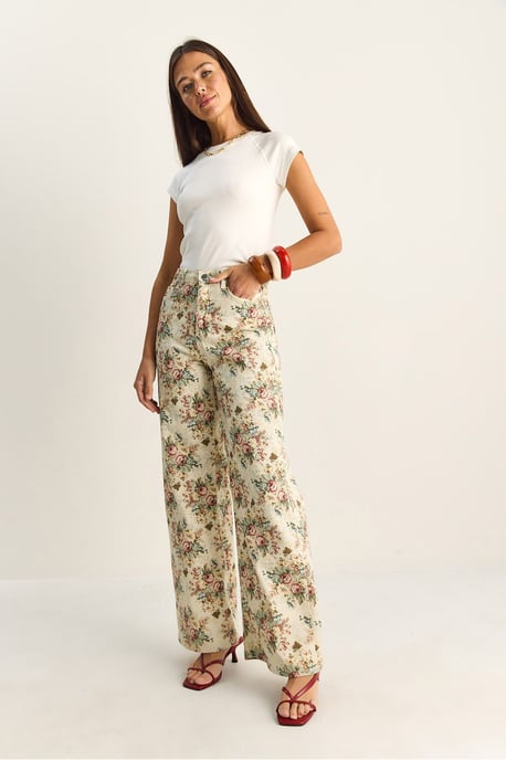 Högmidjade Paisley-mönstrade raka jeans - Image 3