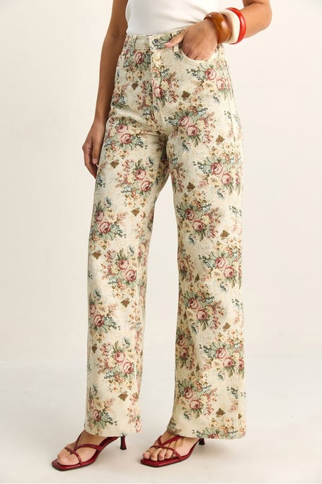 Högmidjade Paisley-mönstrade raka jeans - Image 4