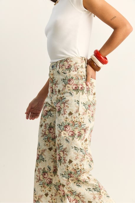Högmidjade Paisley-mönstrade raka jeans - Image 5