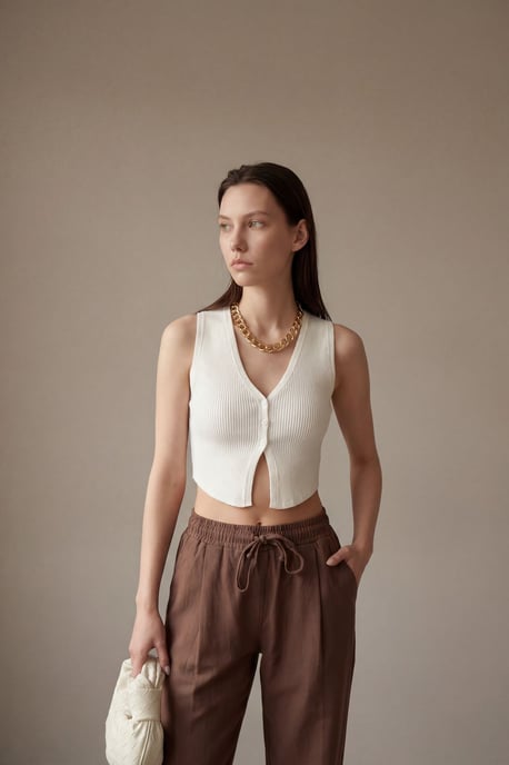 Enkel lengte broek met trekkoord in de taille en zak - Image 4