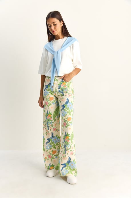 Högmidjade Paisley-mönstrade raka jeans - Image 3