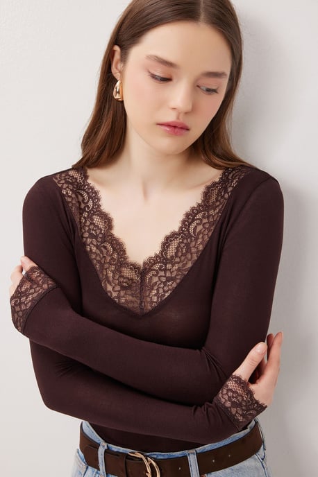 Kant V-hals Slim Fit Blouse - Image 3
