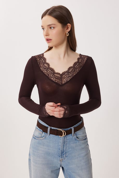 Kant V-hals Slim Fit Blouse - Image 4