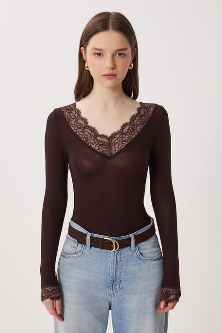 Kant V-hals Slim Fit Blouse - Image 5