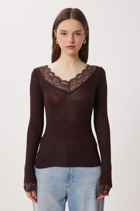 Kant V-hals Slim Fit Blouse - Image 6