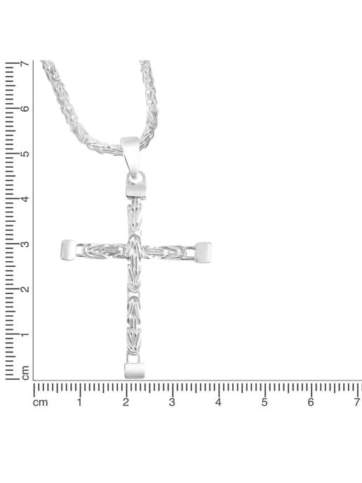 Zeeme Basic Necklace Silber 925 poliert mit Kreuz-Anhänger 55cm lang Königskette 2,2mm breit - Image 1
