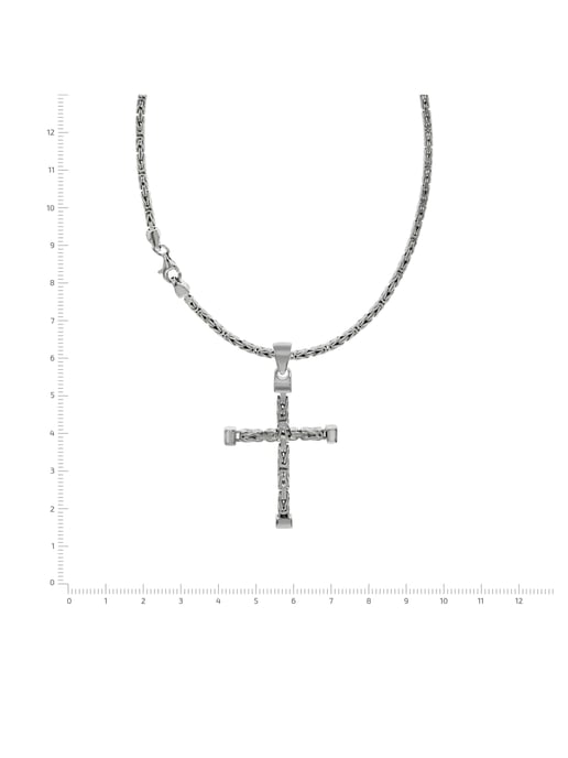 Zeeme Basic Necklace Silber 925 poliert mit Kreuz-Anhänger 55cm lang Königskette 2,2mm breit - Image 4