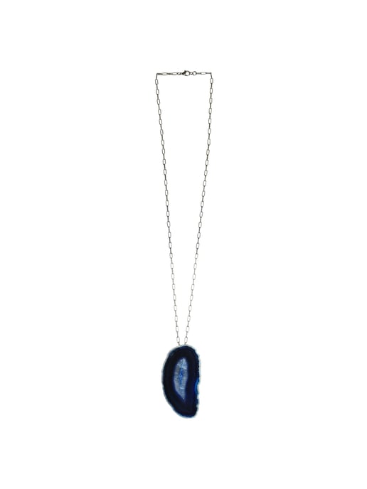 Steuer Modeschmuck Pendant with chain Achat-Anhänger blau oval - Image 1